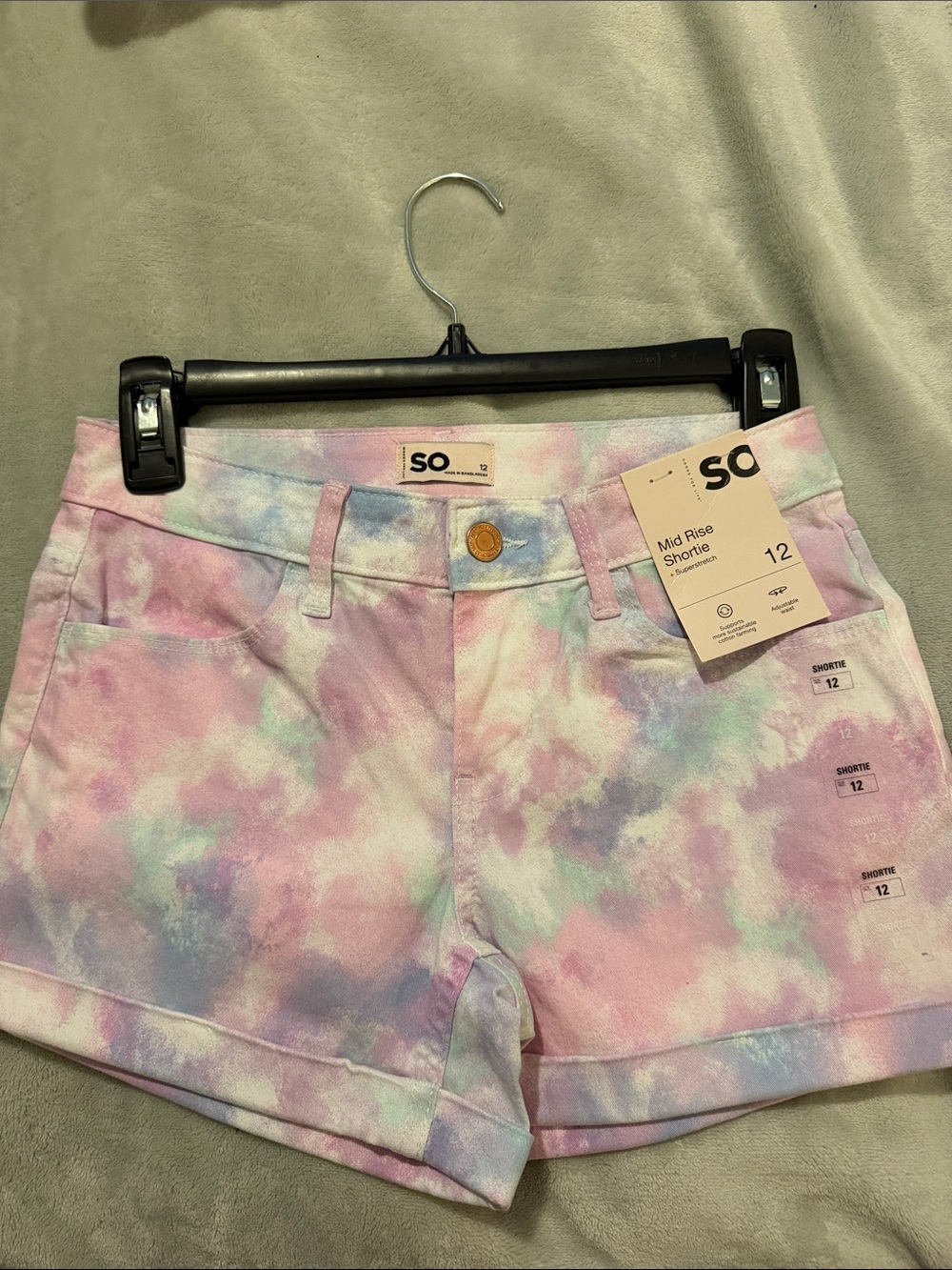 SO High-Waist Tie-Dye Pastel Shorts - Pink, Lavender, Light Blue